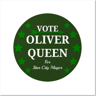 Vote Oliver Queen For Star City Mayor - Green Arrow Button Design Posters and Art